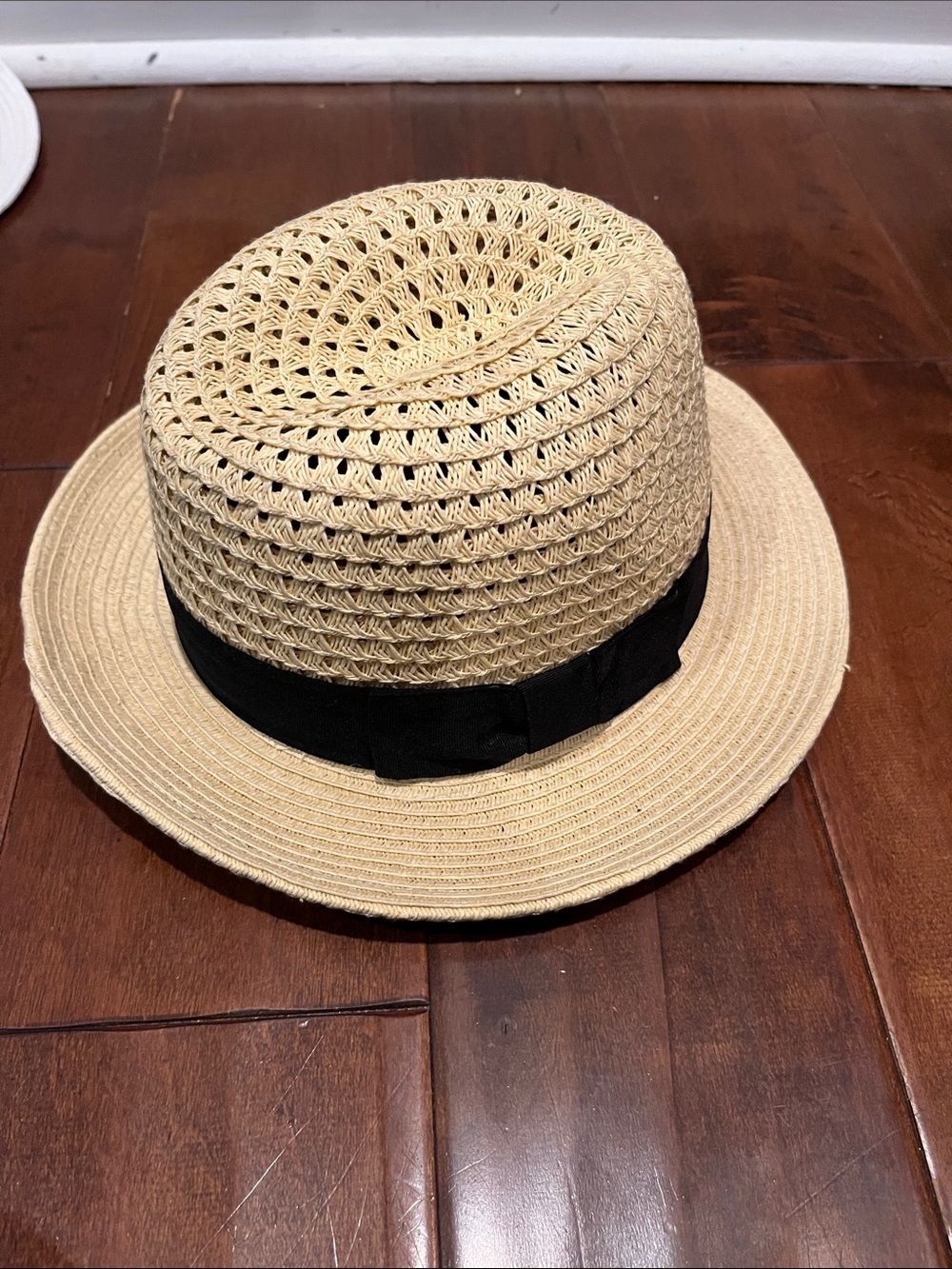 Straw Fedora Hat with Black Band